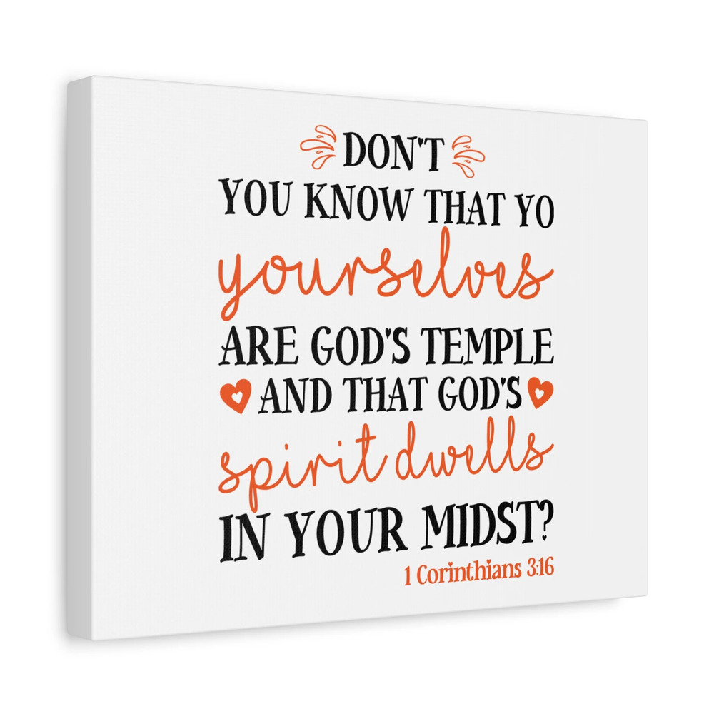 Scripture Canvas God's Temple 1 Corinthians 3:16 Christian Wall Art Bible Verse